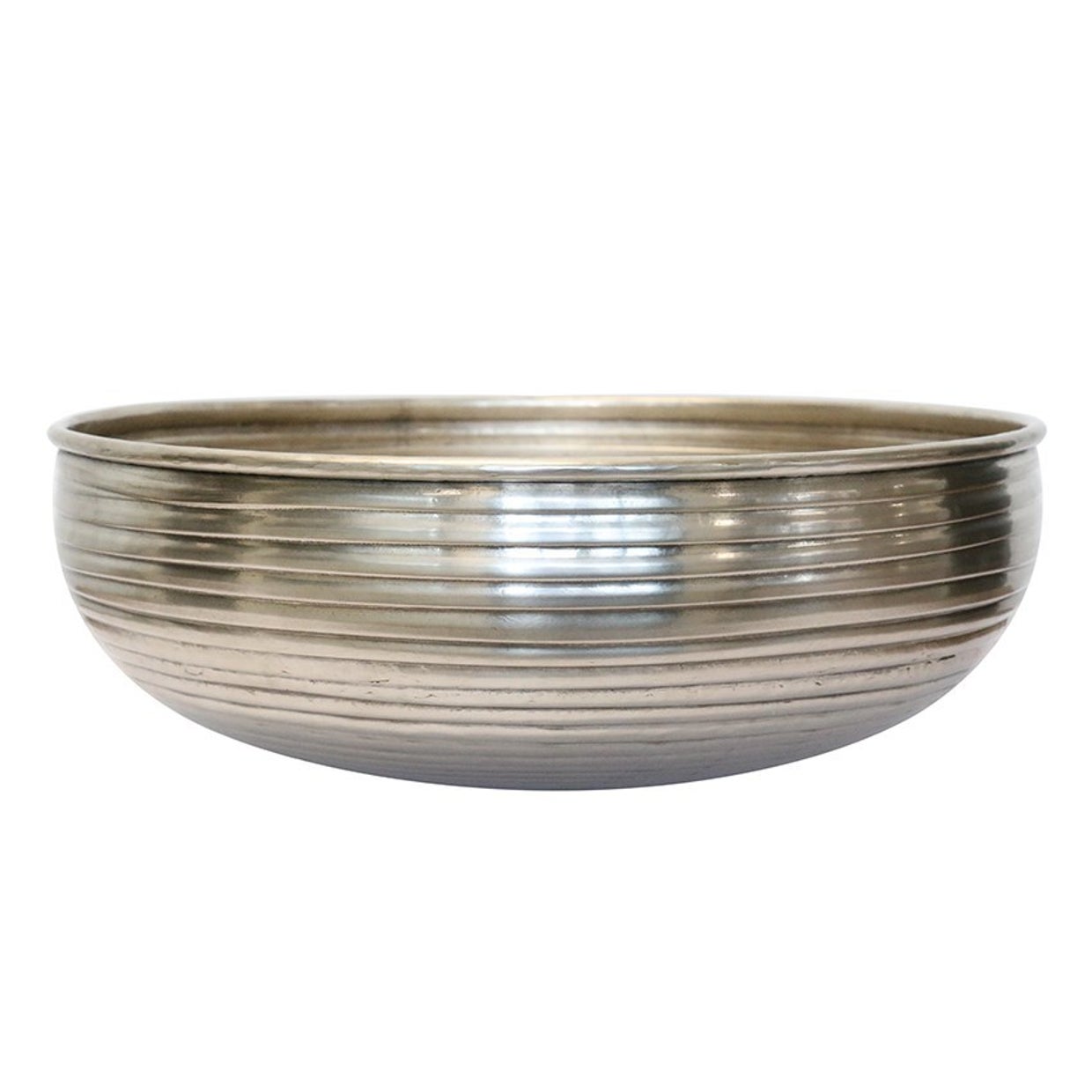 Chelsea Brass Ornate Ridged Bowl in Silver Antique Finish