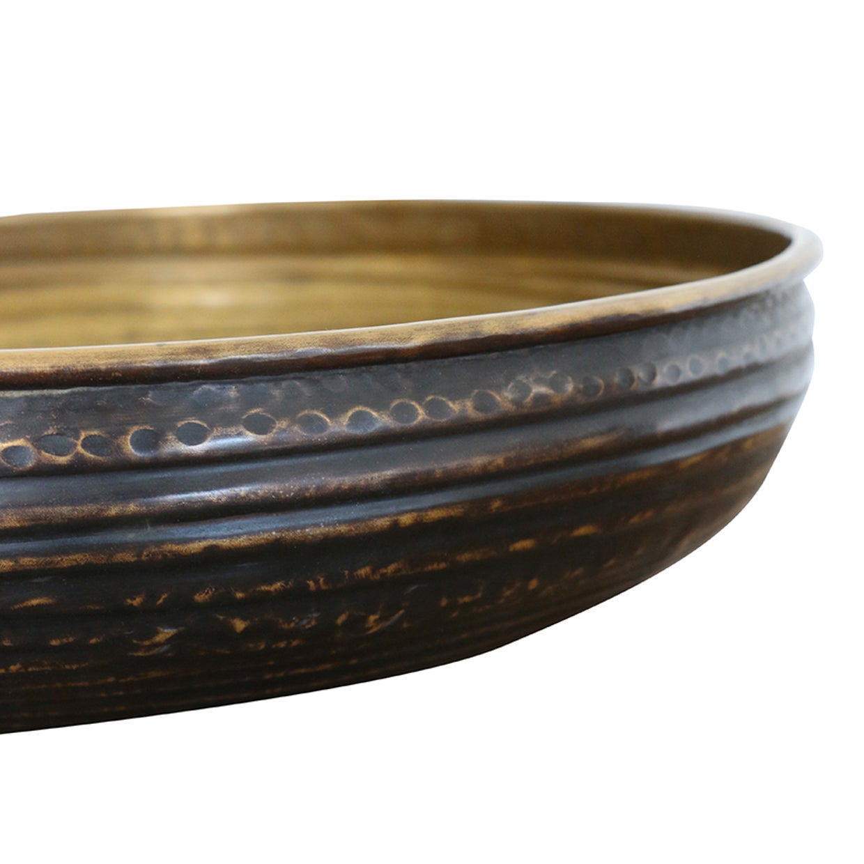 Chelsea Brass Ornate Ridged Bowl in Dark Copper and Brass