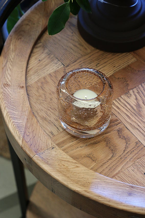 AMBER GLASS CANDLE HOLDER