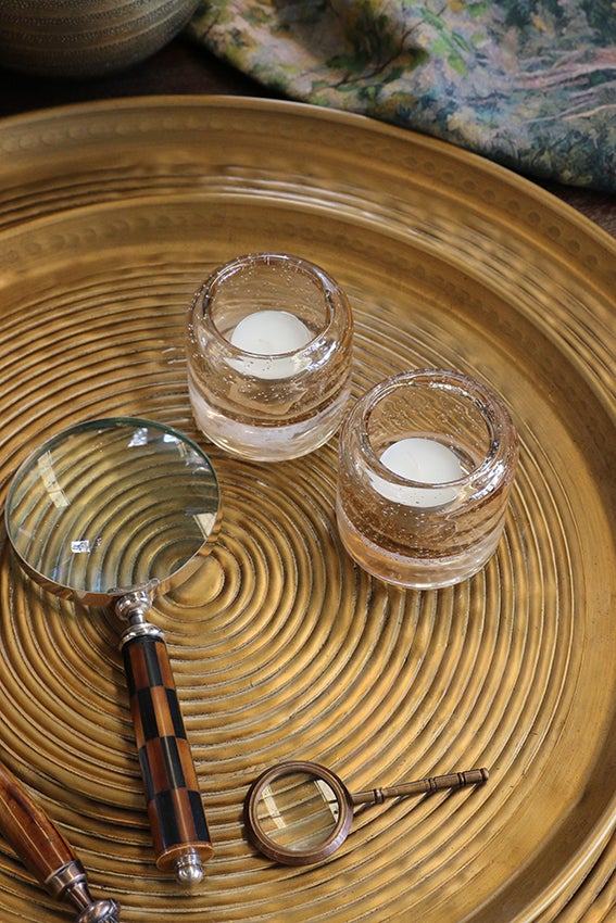 AMBER GLASS CANDLE HOLDER