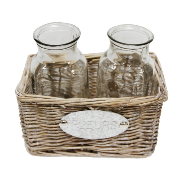 S4 WILLOW BASKET WITH 2 BOTTLES
