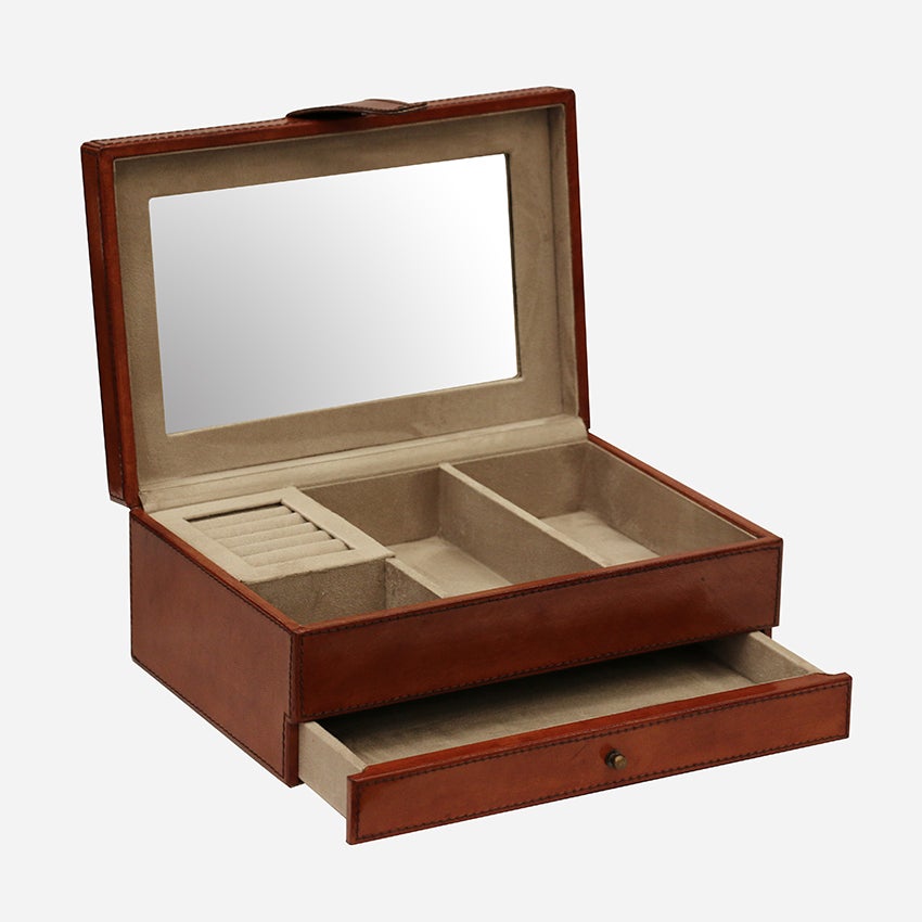 Savoy Luxury Leather Jewellery Box with Drawer