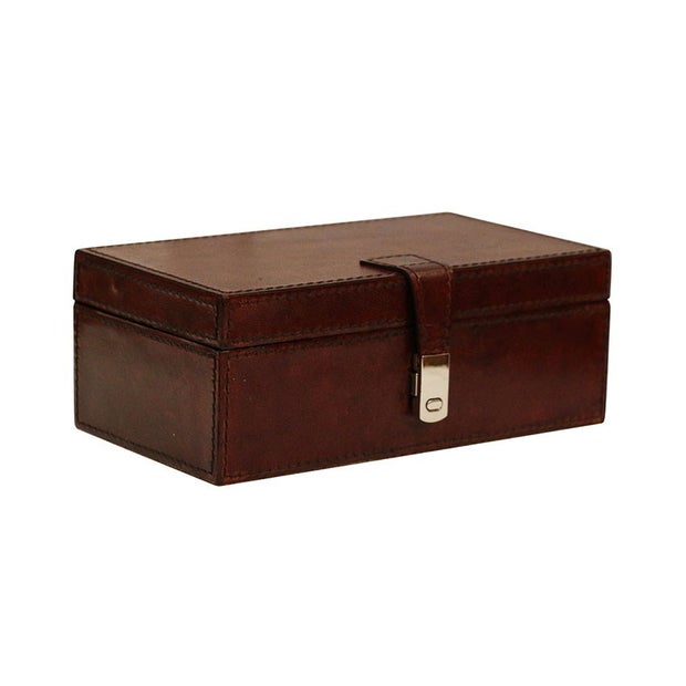 LEATHER BOX IN TAN WITH MAGNETIC CLASP