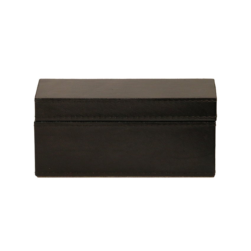 BLACK LEATHER RECTANGULAR BOX - Product - CC Interiors