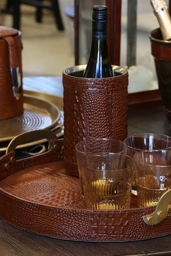 Croco Wine Cooler with Leather