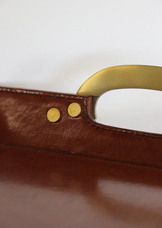 Savoy Leather Tray with Brass Handles