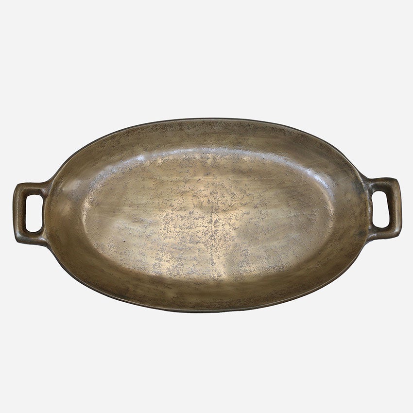 Oval Tray 2 Tone Antique Brass Finish