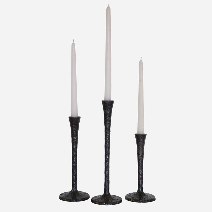 Forged Gothic Style Bronze Candlesticks