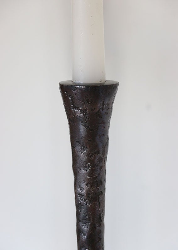 Forged Gothic Style Bronze Candlesticks