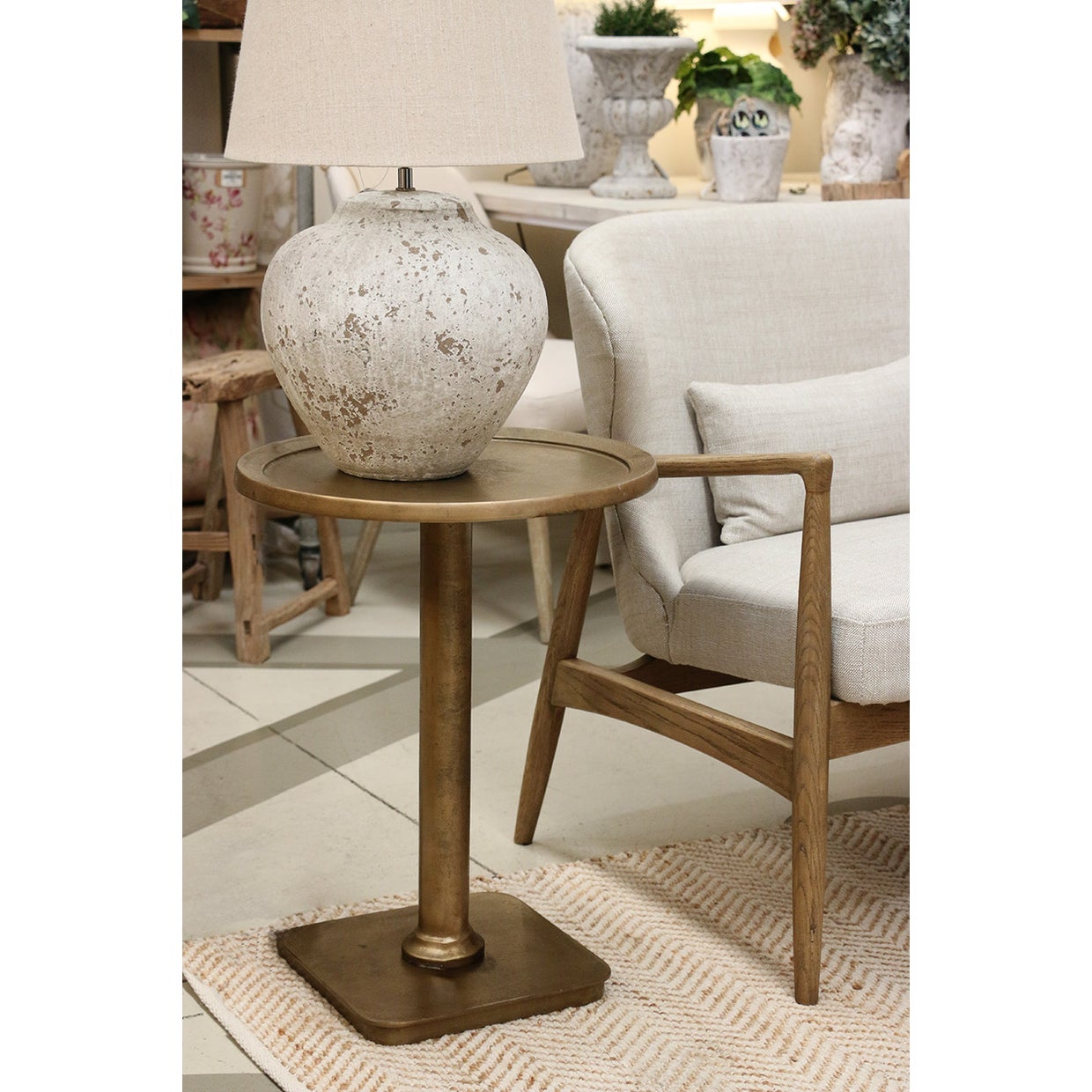 Occasional Pedestal Table in Brass Finish