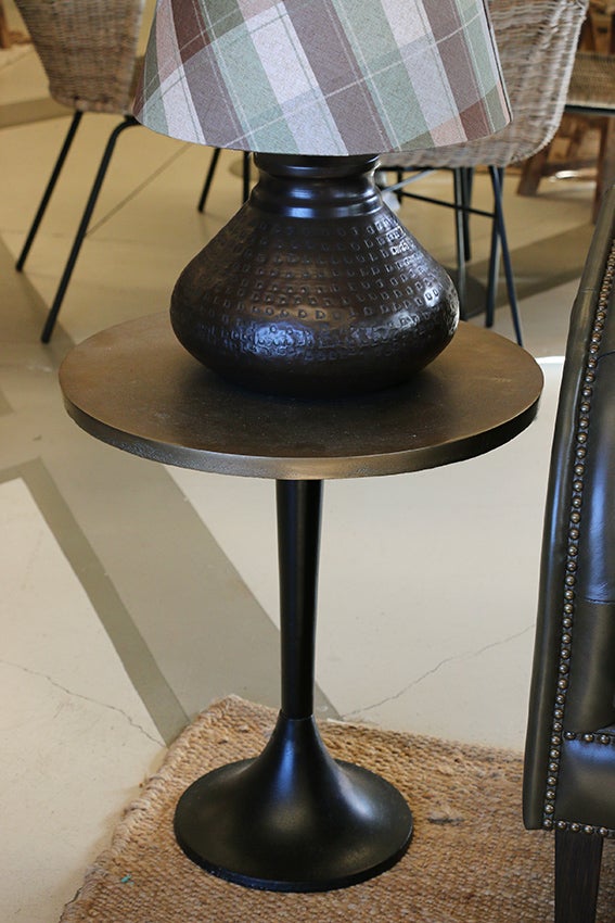 Casablanca Tulip Table in Antique Brass Finish with Dark Bronze Base