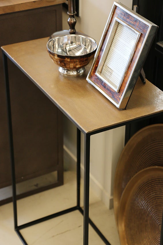 Manhattan Small Console Table in Antique Brass