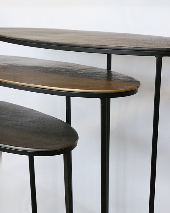 Nuremberg Nest of Tables in Black, Brass & Lead Finishes