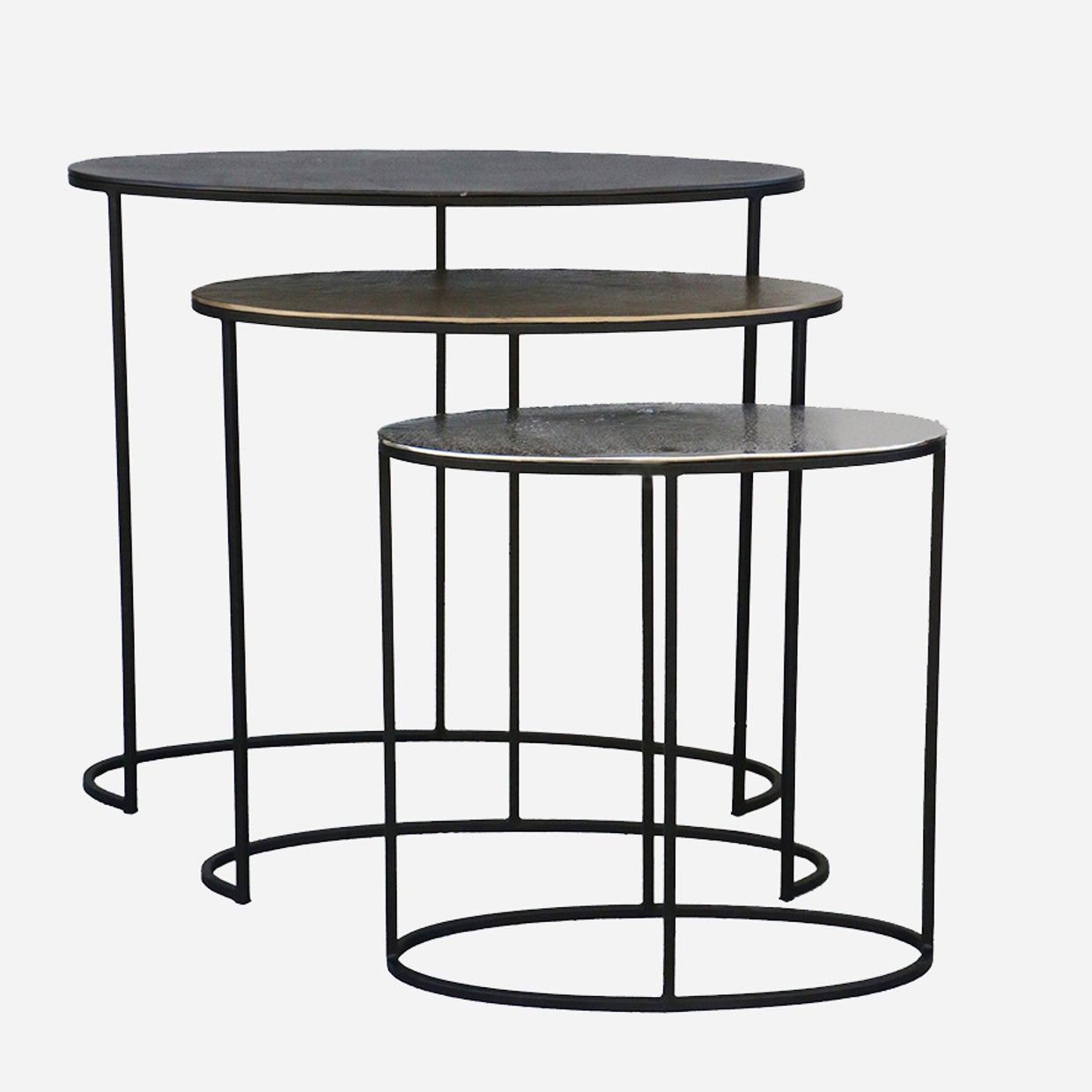 Nuremberg Nest of Tables in Black, Brass & Nickel Finishes