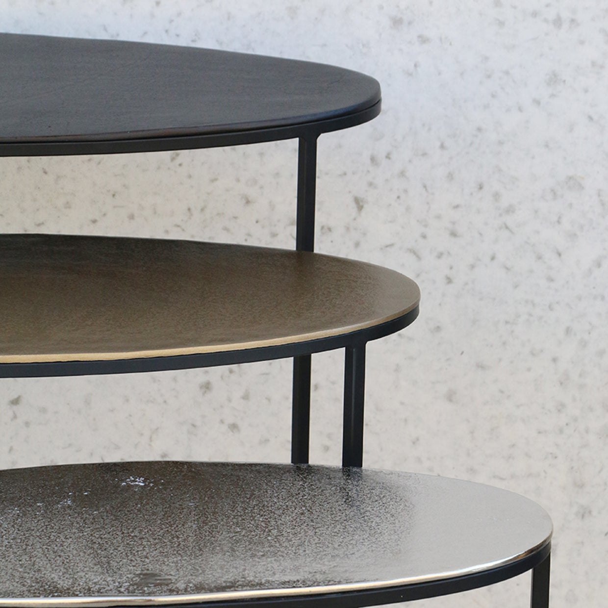 Nuremberg Nest of Tables in Black, Brass & Nickel Finishes