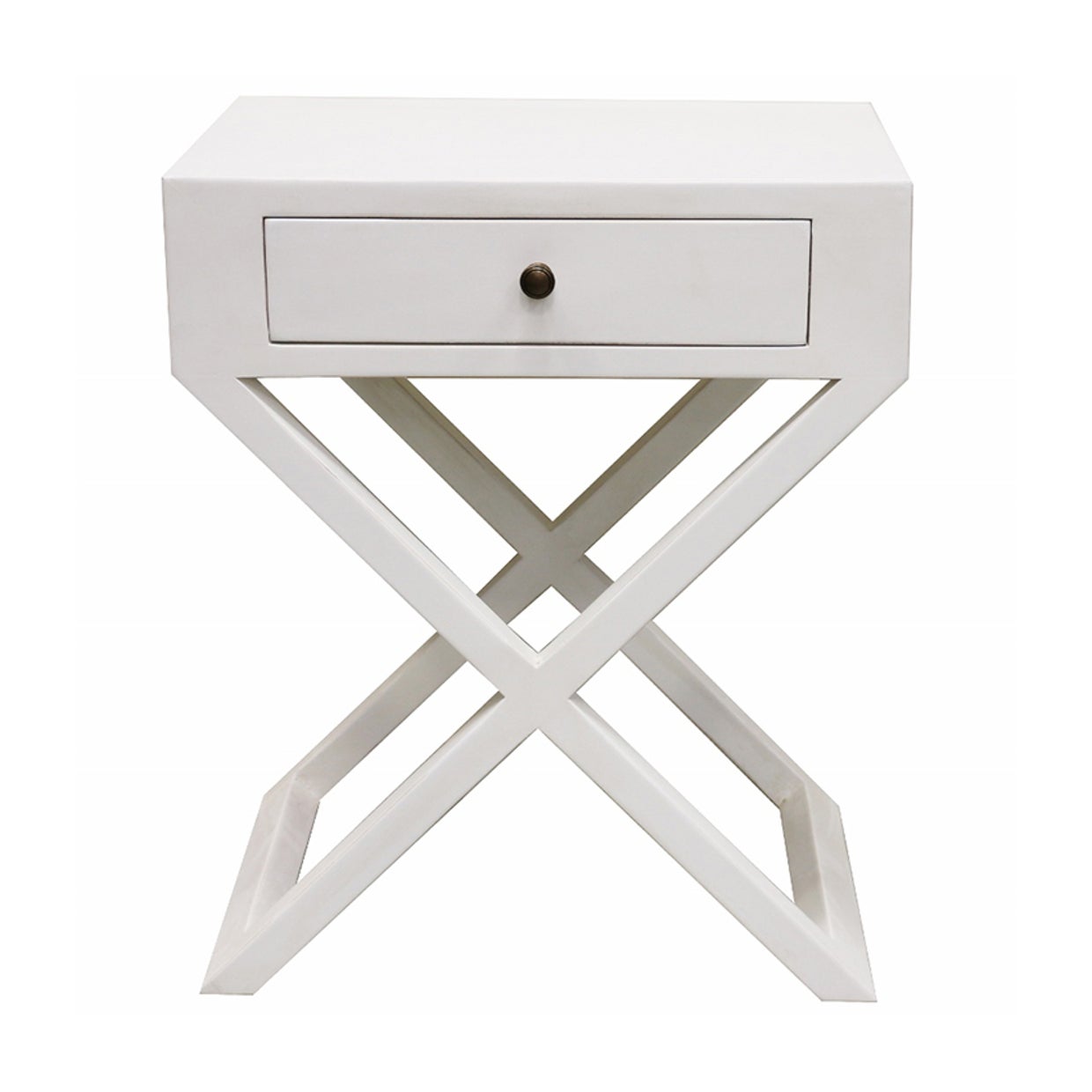 ITALIA RIVIERA WHITE BEDSIDE TABLE WITH CROSS LEGS