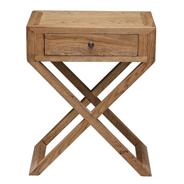 Italia Riviera Natural Bedside Table with Cross Legs