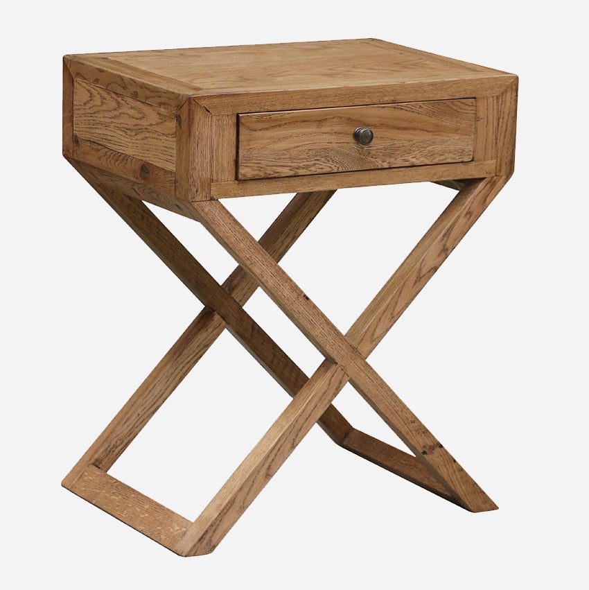Italia Riviera Natural Bedside Table with Cross Legs