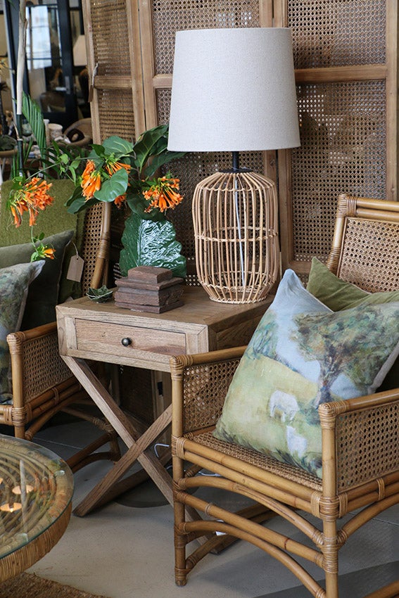 Italia Riviera Natural Bedside Table with Cross Legs