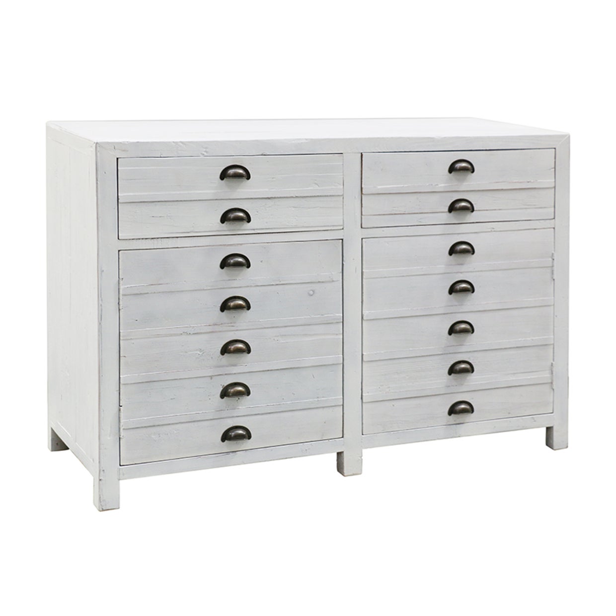 Long Island White Sideboard in Old Recycled Pine with 2 Doors 2 Drawers