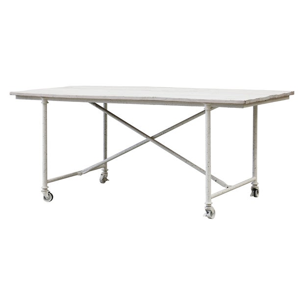 Havana White Wash Dining Table In Recycled Oak With Metal Legs On Castors