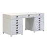 LONG ISLAND DESK WITH DRAWERS IN OLD RECYCLED PINE WHITE WASHED
