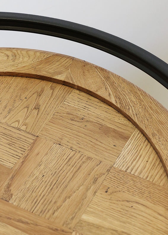 Cairo Trolley with Oak Tray Top & Base with Matt Black Legs
