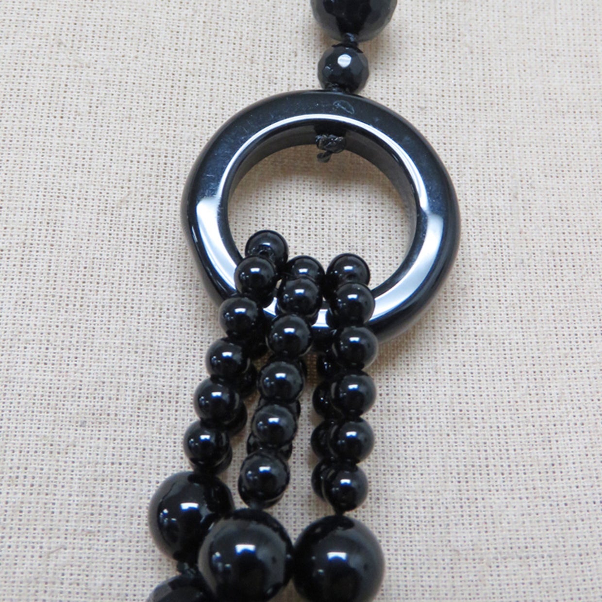 BLACK FACETED CRYSTAL BEADS WITH BLACK AGATE NECKLACE SPRING SPECIAL