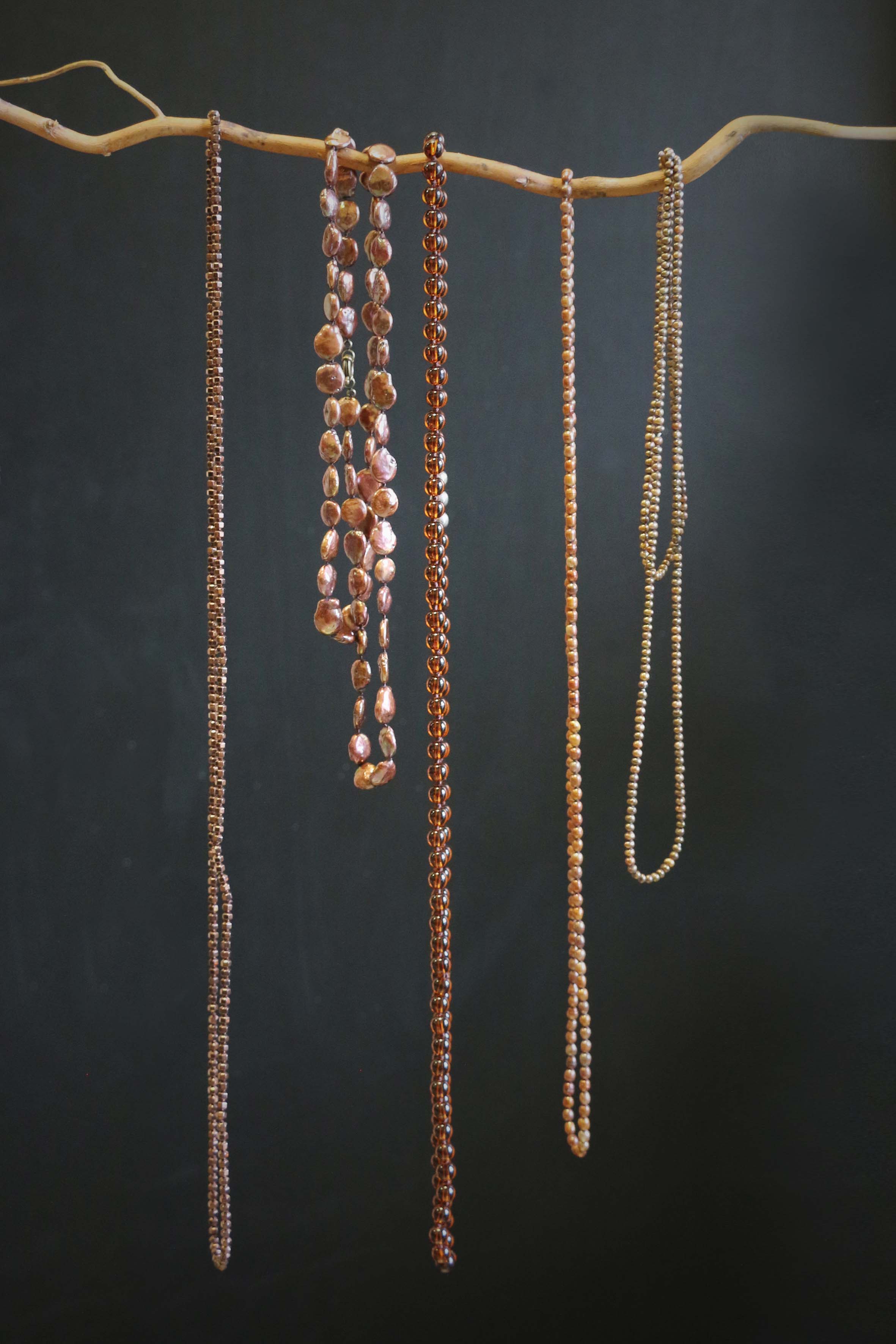 CHAMPAGNE POTATO SHAPED PEARL NECKLACE 3.5-4MM SPRING SPECIAL