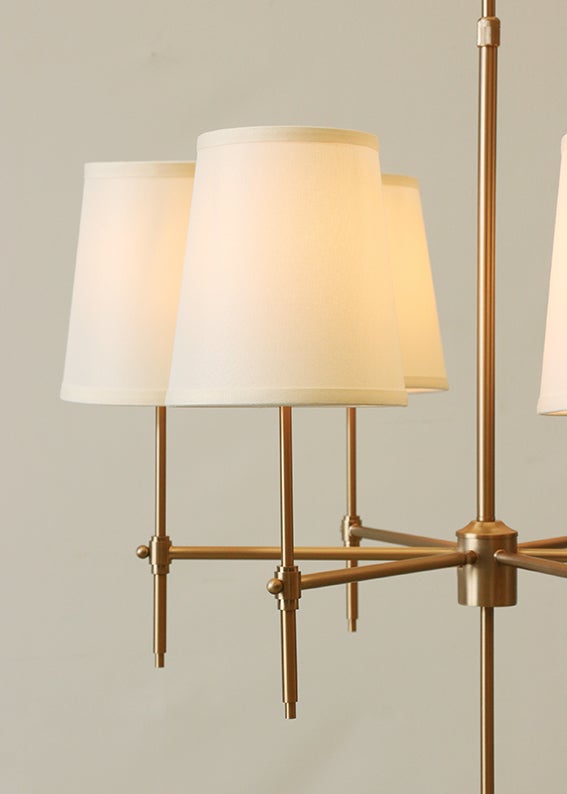 New York 6 light Chandelier in Antique Brass Finish with Shades