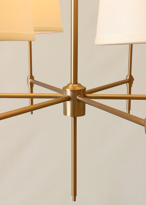 New York 6 light Chandelier in Antique Brass Finish with Shades