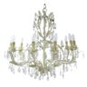 LARGE FLEURENCE CHANDELIER - ANTIQUE WHITE WITH GLASS CRYSTALS - 10 LIGHT