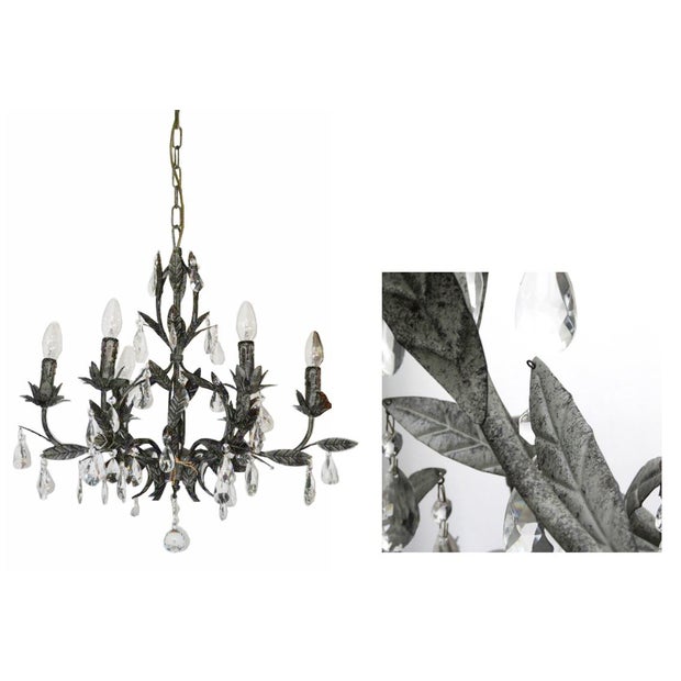 FLEURENCE BAMBINO CHANDELIER - TWO TONED TAUPE WITH GLASS CRYSTALS