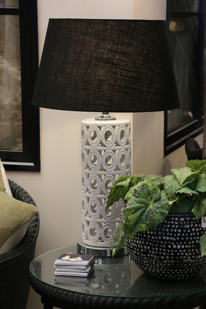Lattice White Ceramic Table Lamp Base
