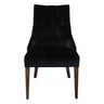 LIVINIA DEEP BUTTON CHAIR IN BLACK VELVET WITH WEATHERED OAK LEGS AND BRASS STUDS