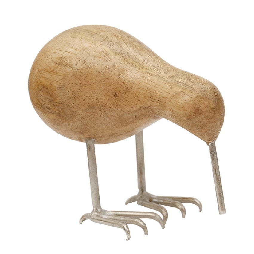 Wooden Kiwi with Pewter Beak and Legs