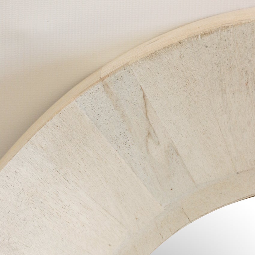 Malabu Round Wooden Parquet Mirror in Sandstone Finish 60dia