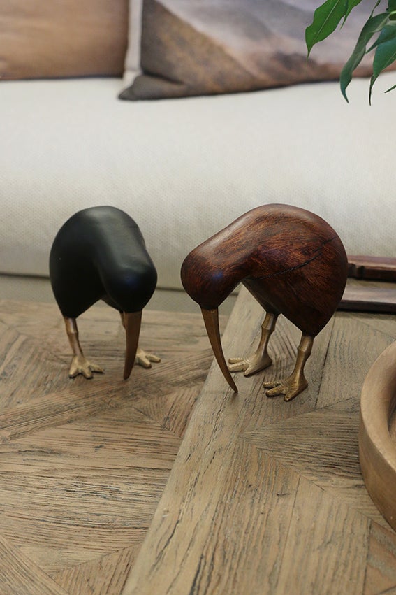 Wooden Brown Kiwi with Brass Leg and Beak