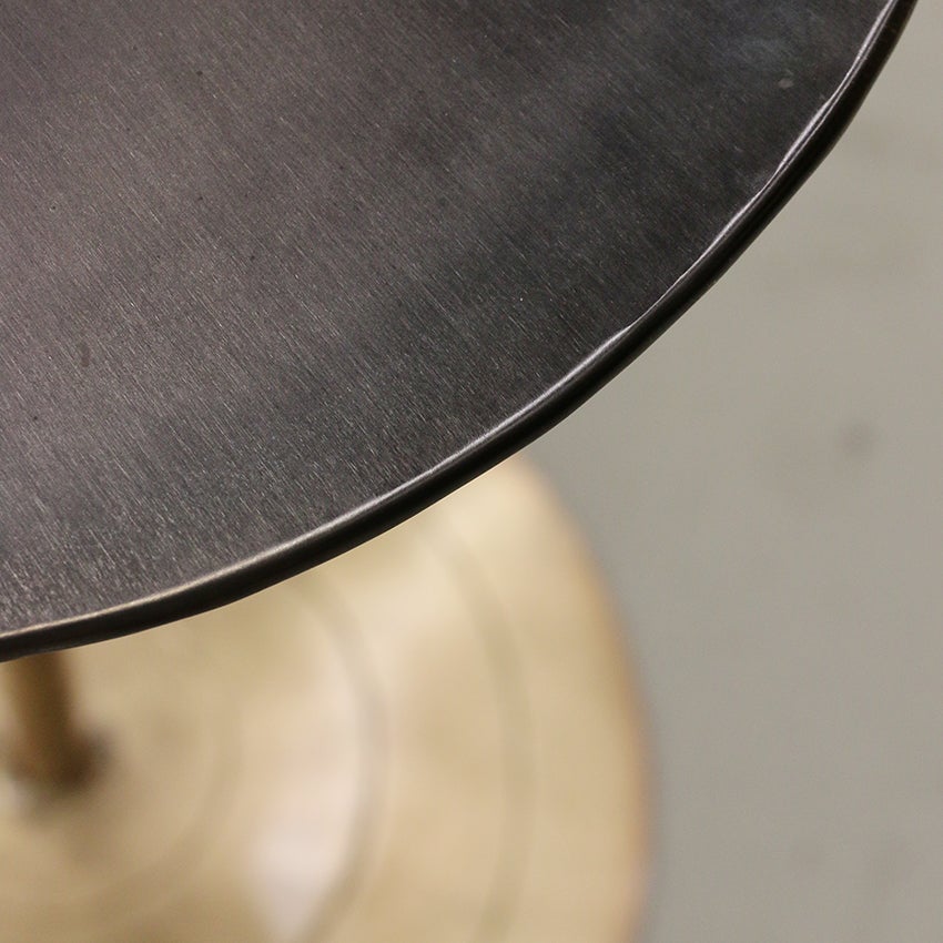 Soho Extending Round Occasional Table with Black Nickel Top & Brass Base