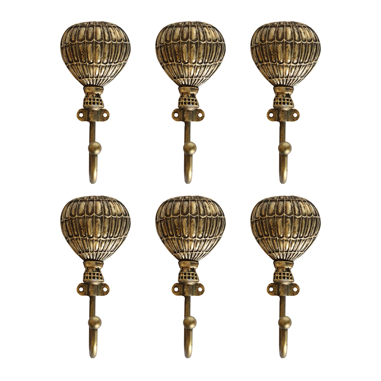 Set of 6 Balloon Hooks in Brass Finish