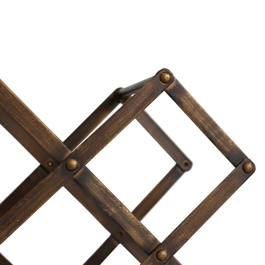 Iron Wine Rack in Antiqued Brass Finish