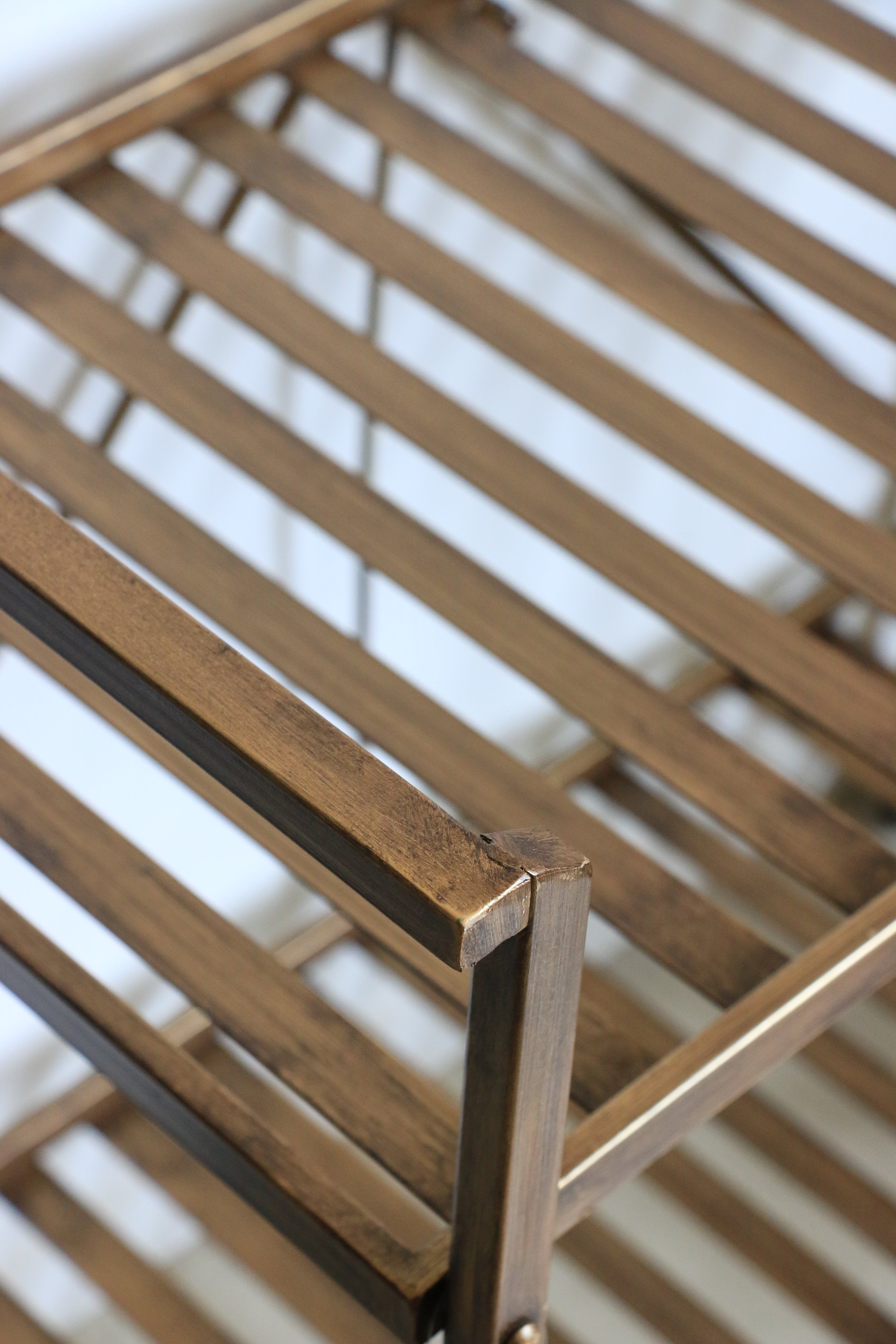 Industrial Trolley with Shelf in Antique Brass Finish