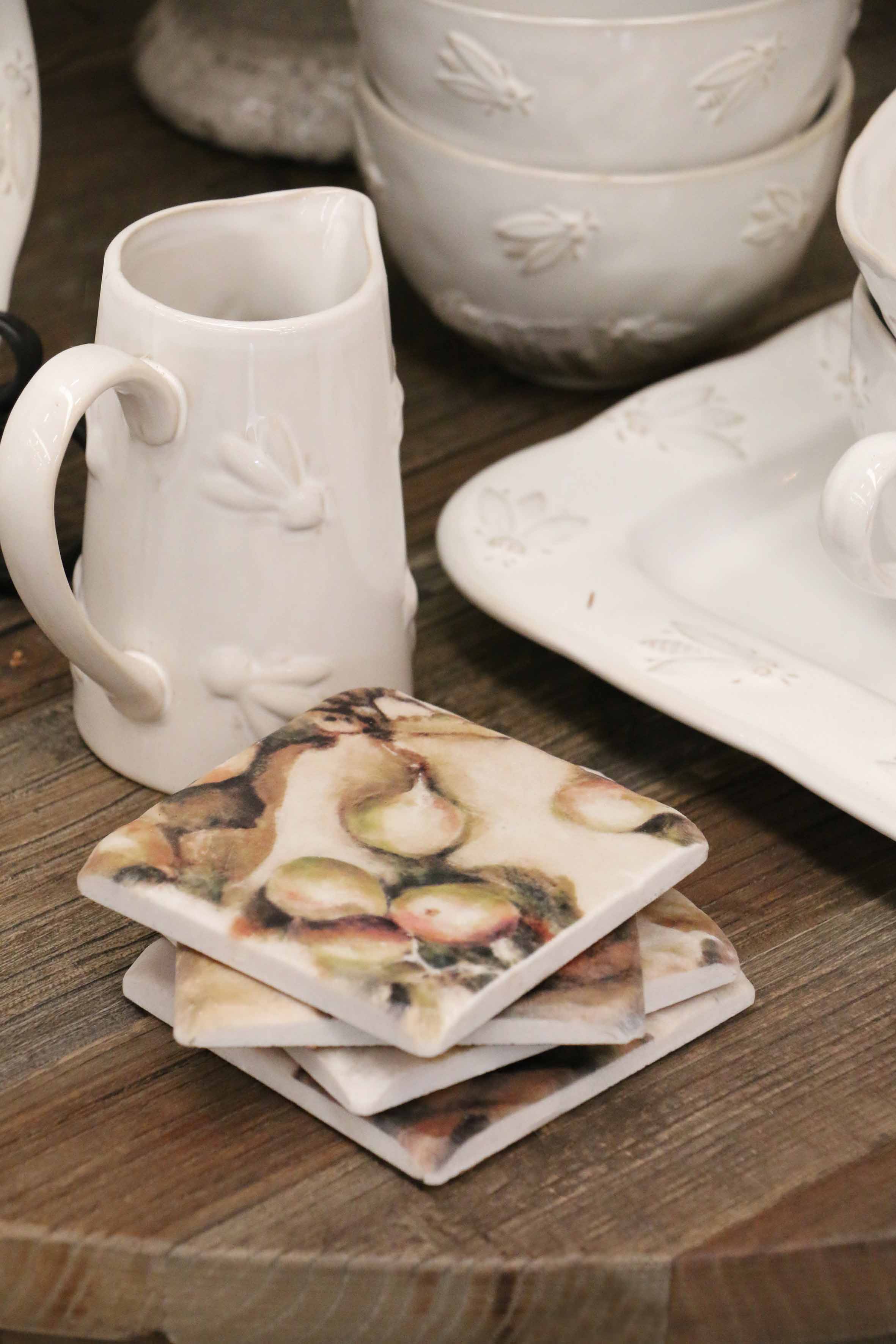 IVY AND FIG COASTER SETS (2 SETS OF 4 PIECES)