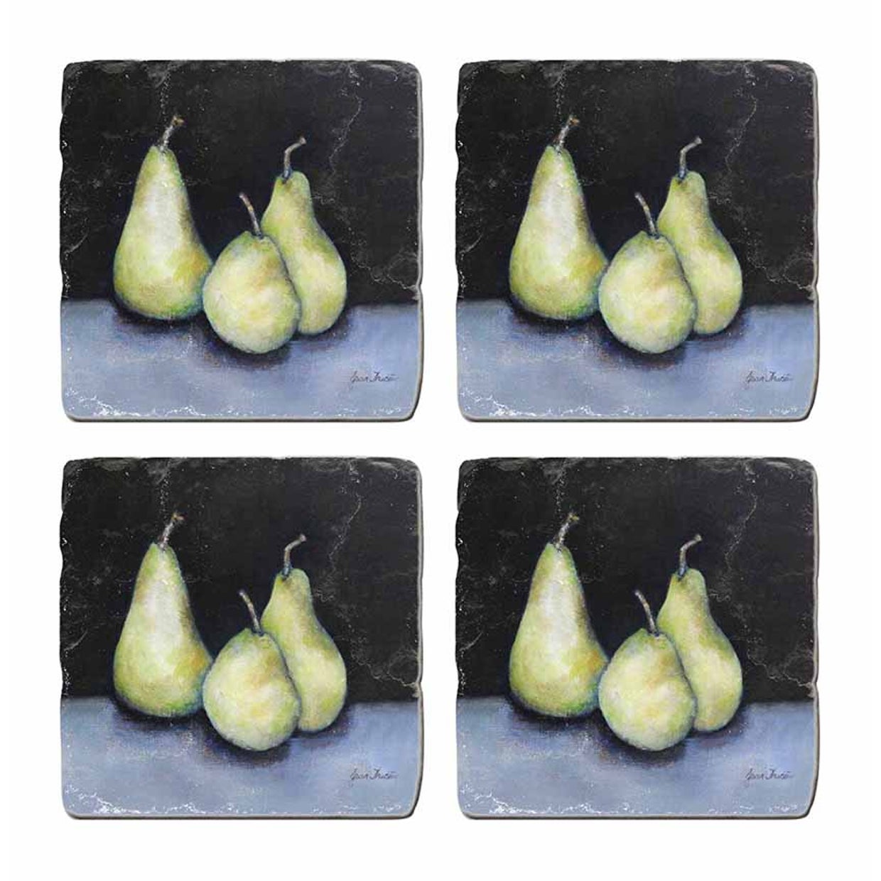 MIDNIGHT PEARS COASTER SETS (2 SETS OF 4 PIECES)