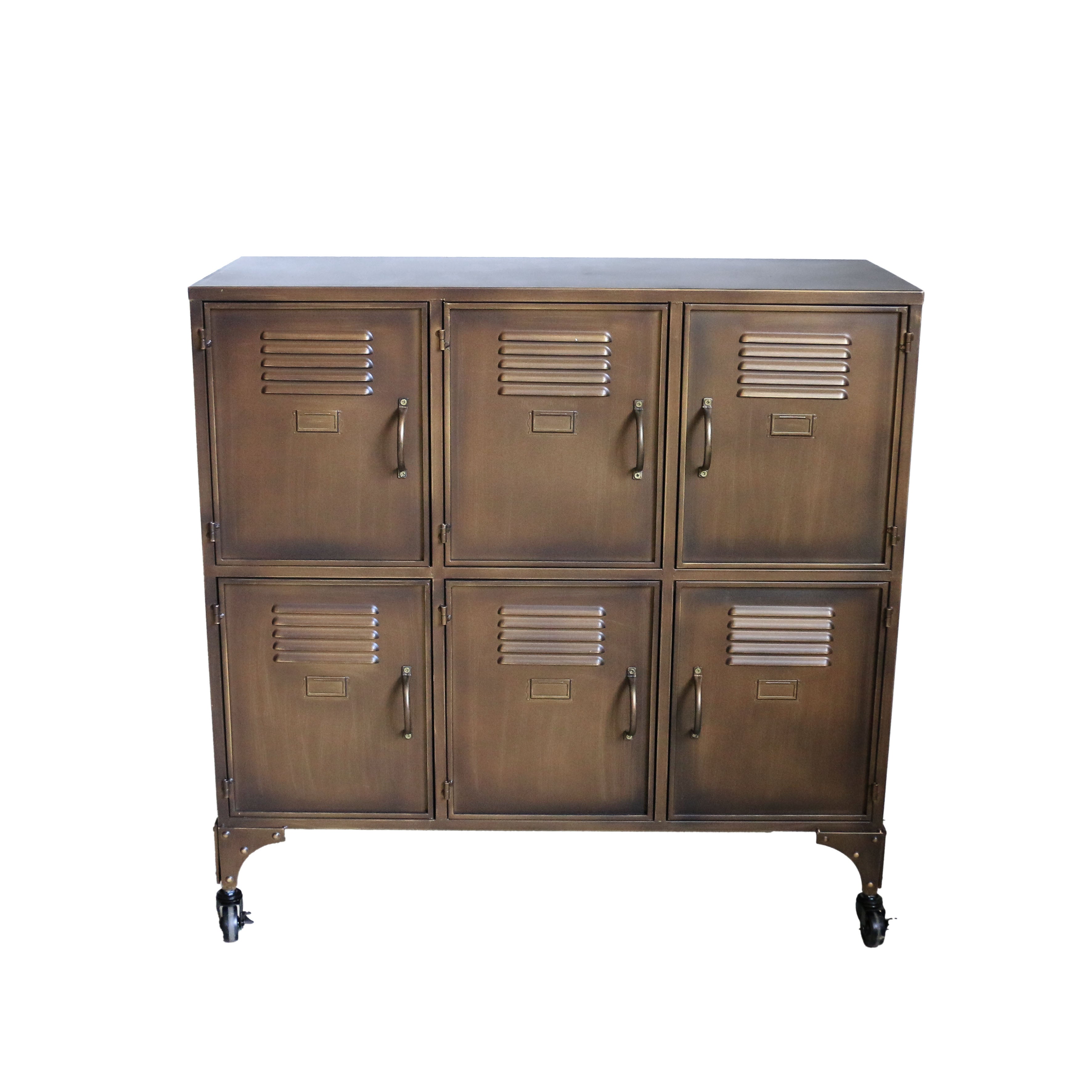 Industrial Locker Cabinet in Antiqued Brass Finish
