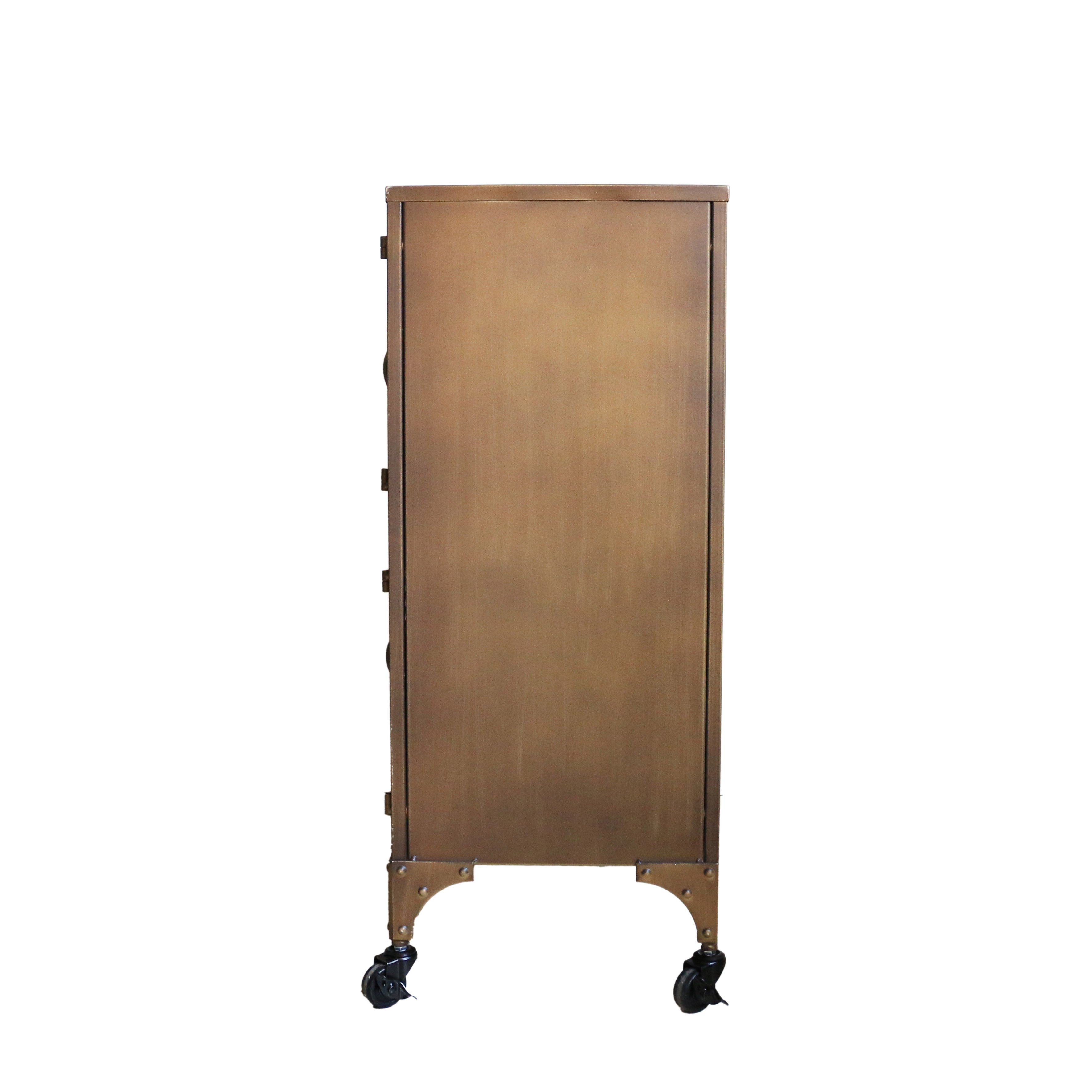 Industrial Locker Cabinet in Antiqued Brass Finish