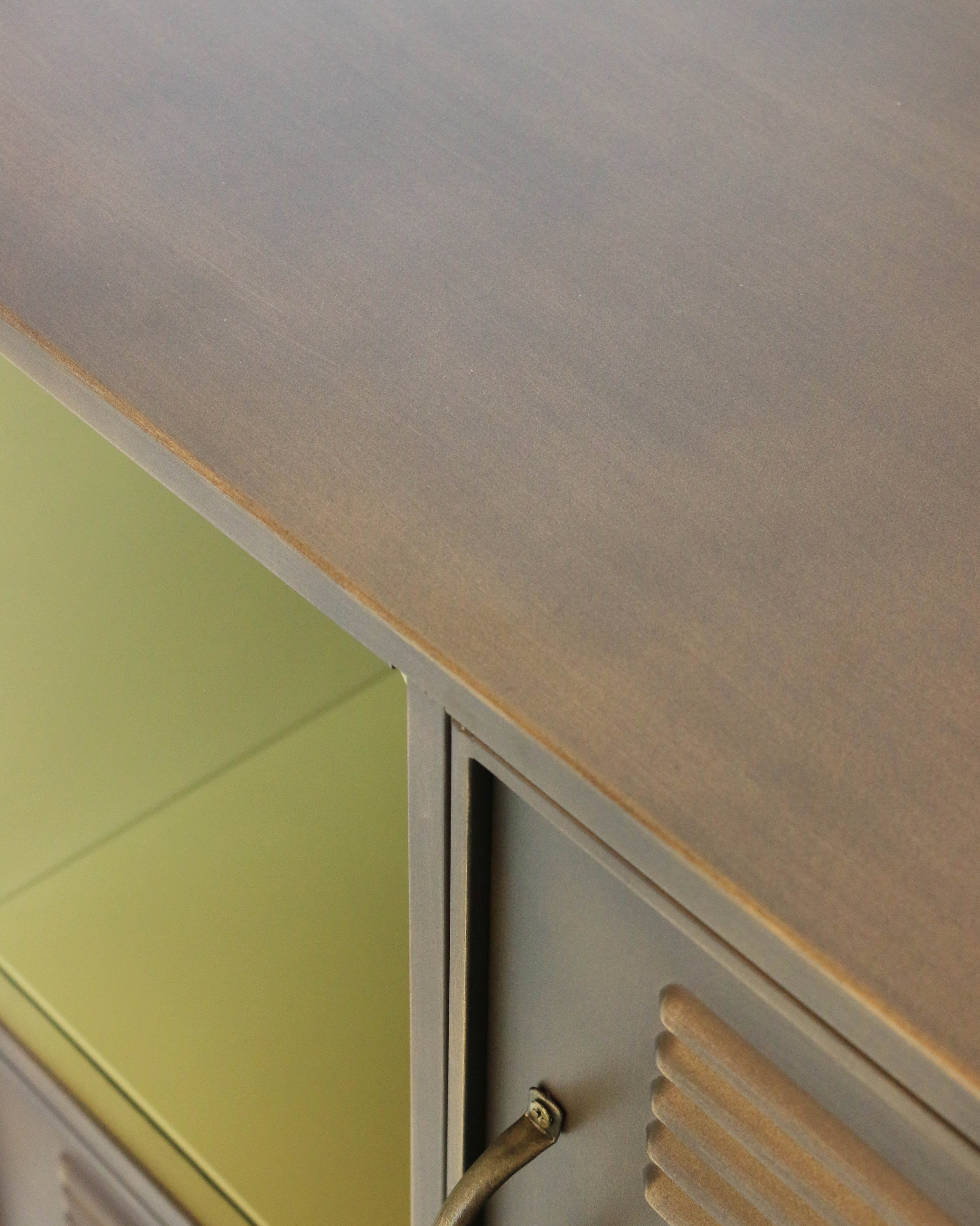 Industrial Locker Cabinet in Antiqued Brass Finish