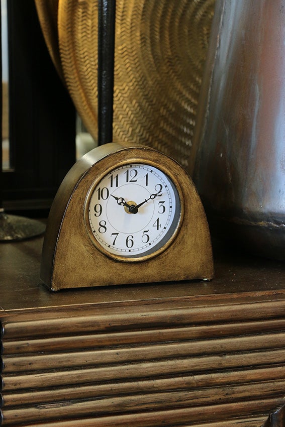 Arched Mantle Clock in Antique Brass Finish