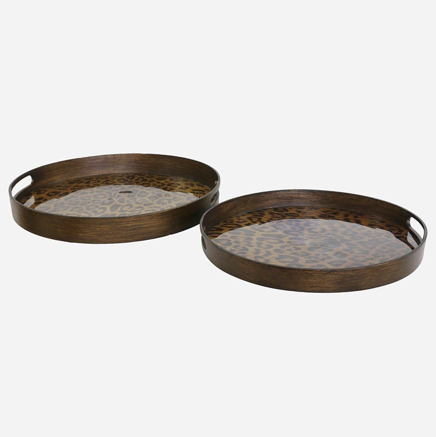 ROUND LEOPARD PRINT TRAYS