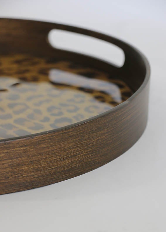 ROUND LEOPARD PRINT TRAYS